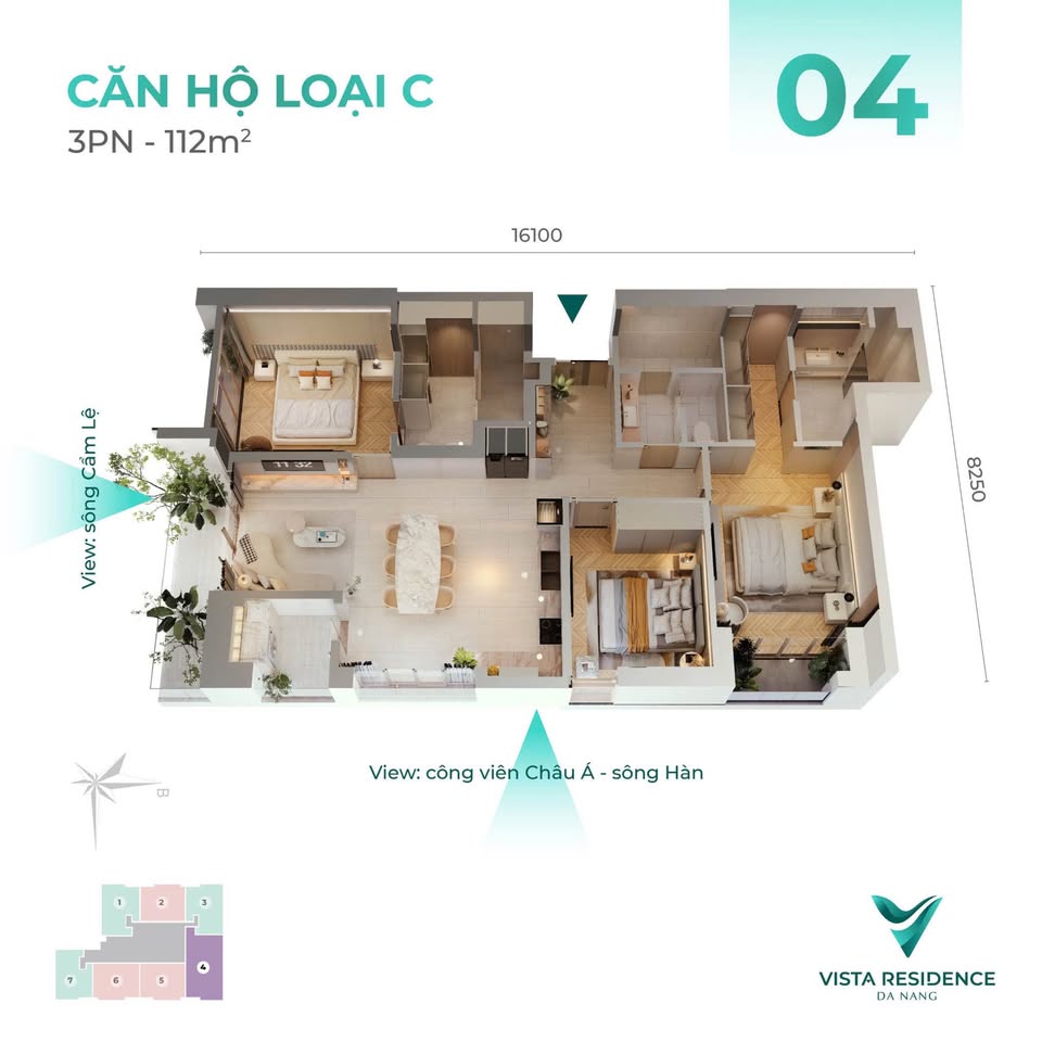 Duy nhất Hải Châu, Đà Nẵng – Căn hộ cao cấp Vista 3PN - sổ hồng vĩnh viễn- view Ngắm pháo hoa - Ảnh 6